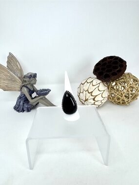 Black Teardrop Statement Ring